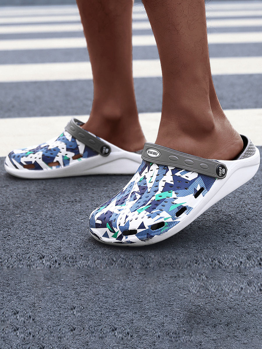 

Lovely Men Casual Print Hollow-out Grey Slippers