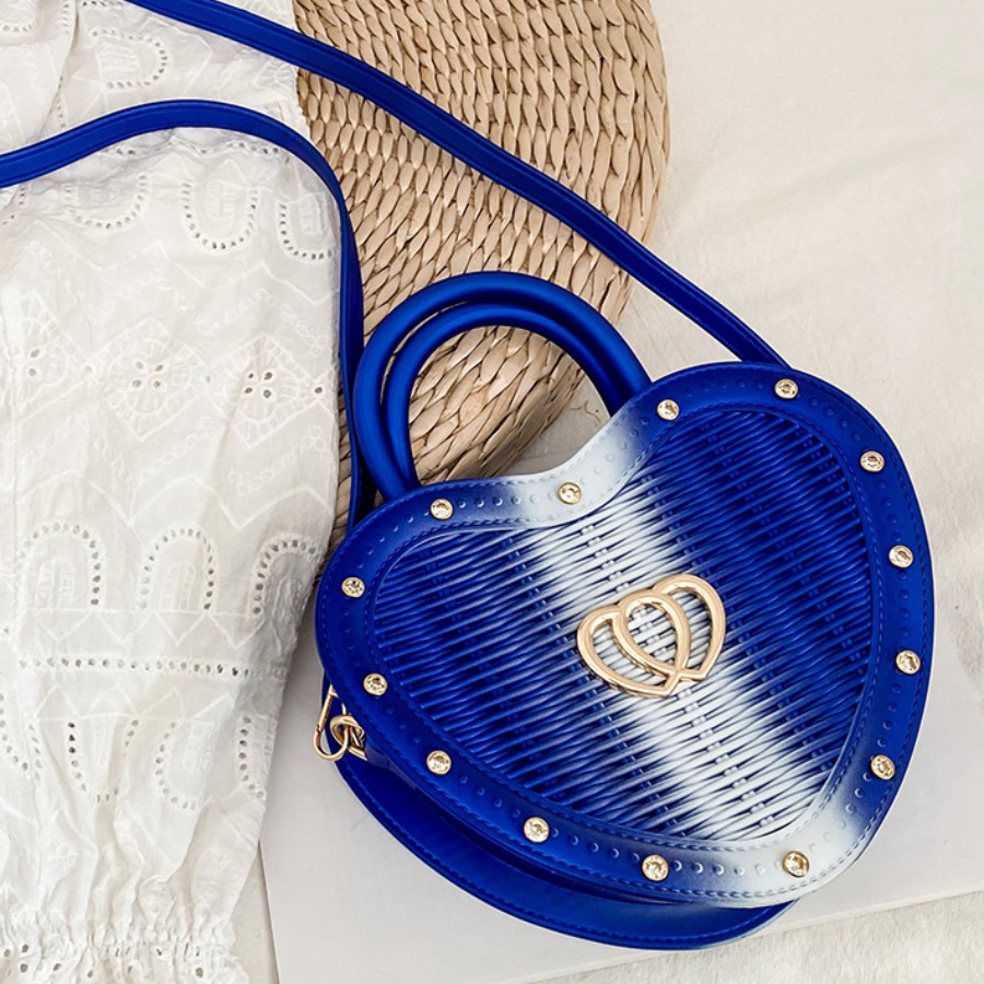 

Lovely Casual Heart-shaped Button Decoration Blue Crossbody Bag
