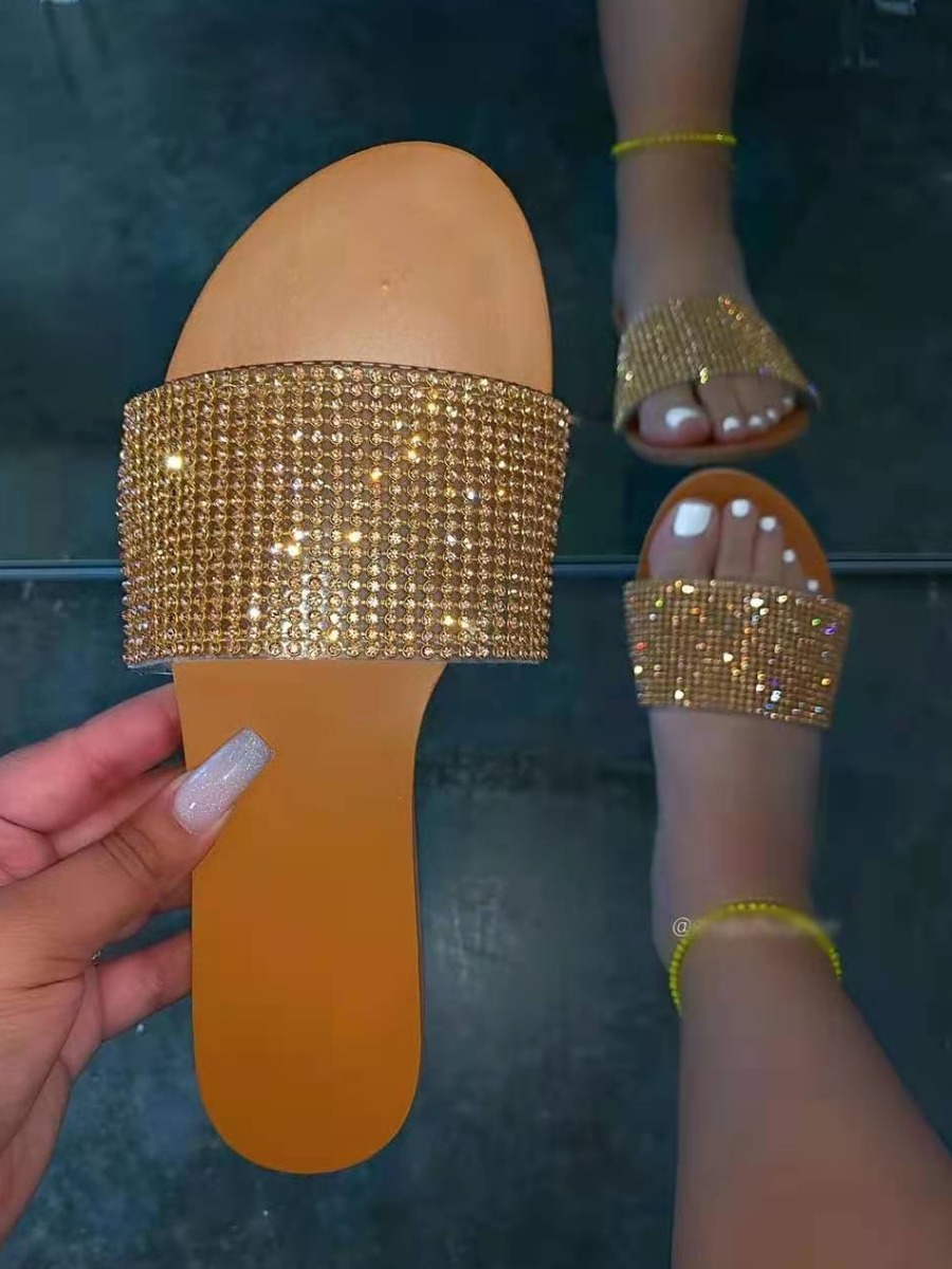 

Lovely Casual Sequined Gold Slippers