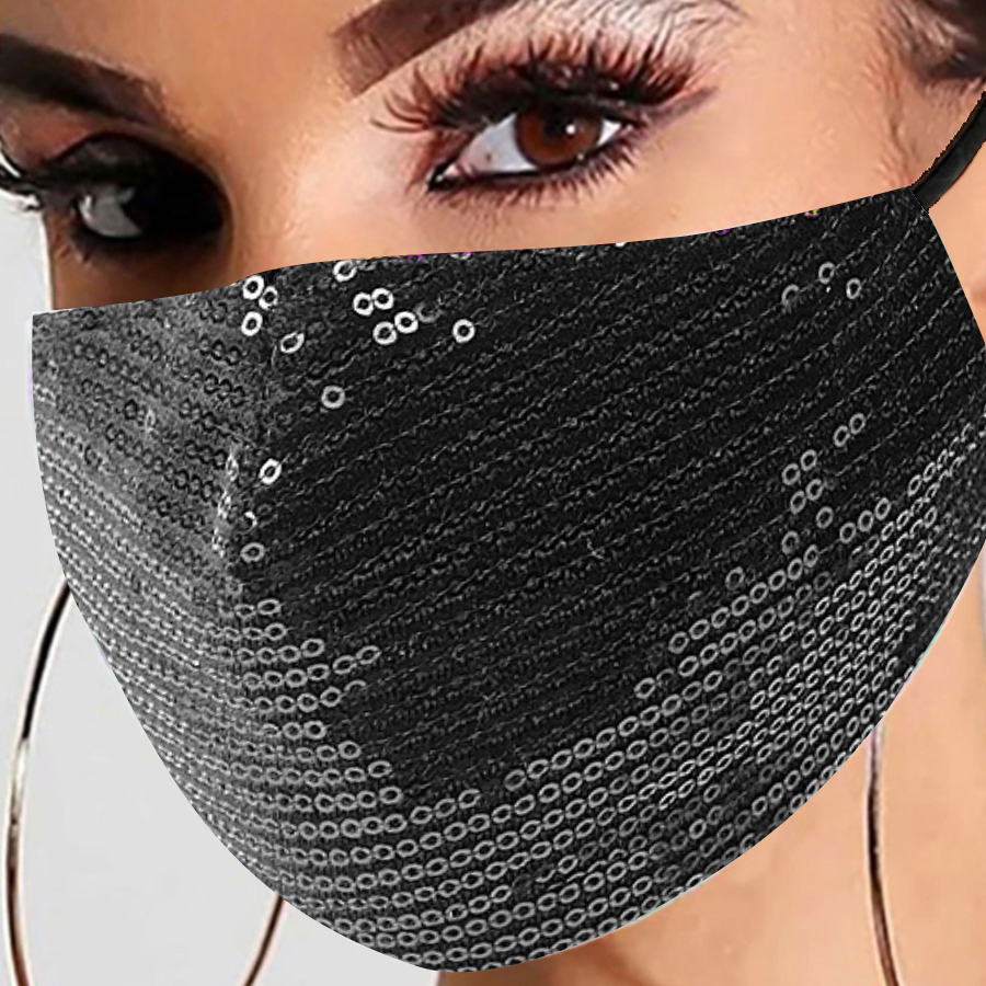 

Lovely Casual Sequined Black Face Mask