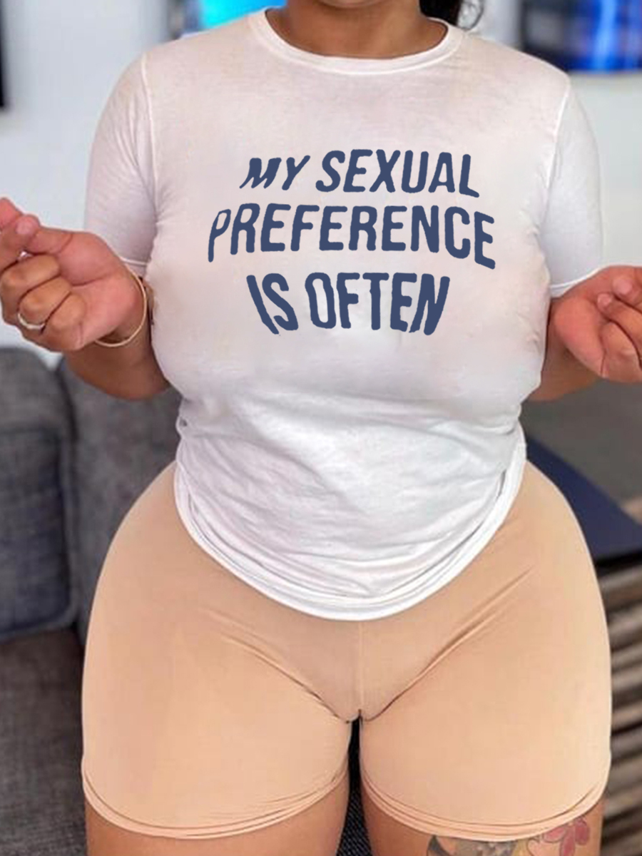 

Lovely Casual O Neck Letter Print White T-shirt