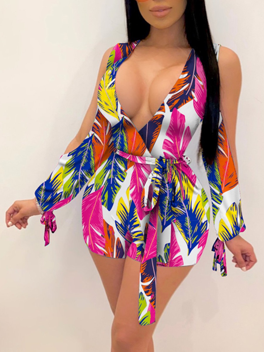 

Lovely Sweet Floral Print Bandage Design Rose Red One-piece Romper