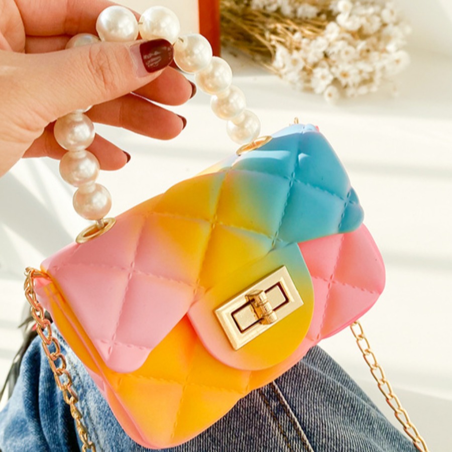 

LW Street Pearl Decoration Gradient Pink Crossbody Bags