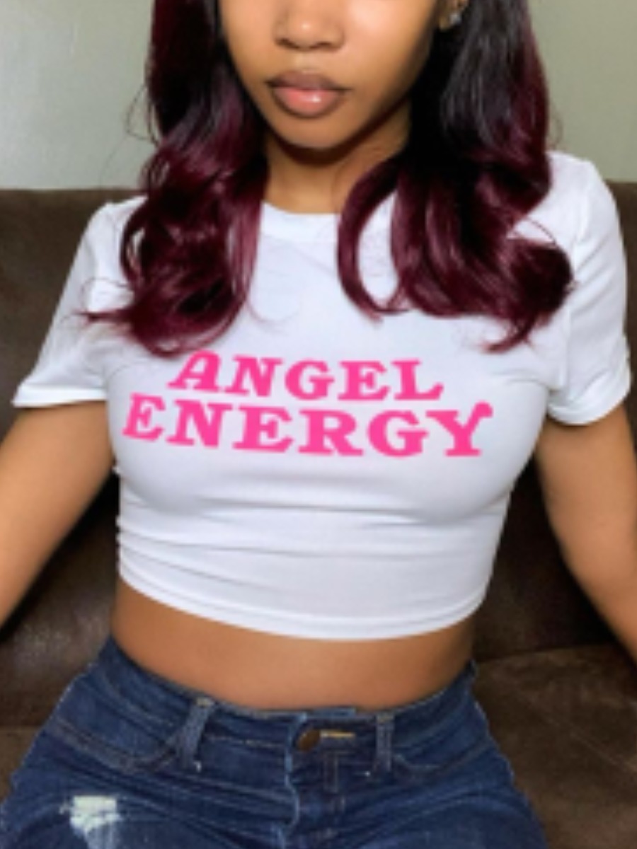 

Lovely Casual O Neck Letter Print White T-shirt