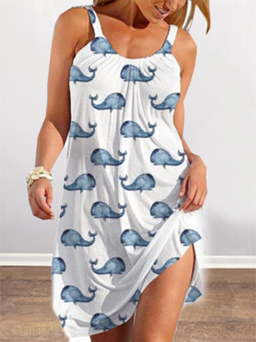 

Lovely Casual Fish Print Patchwork White Sleepwear