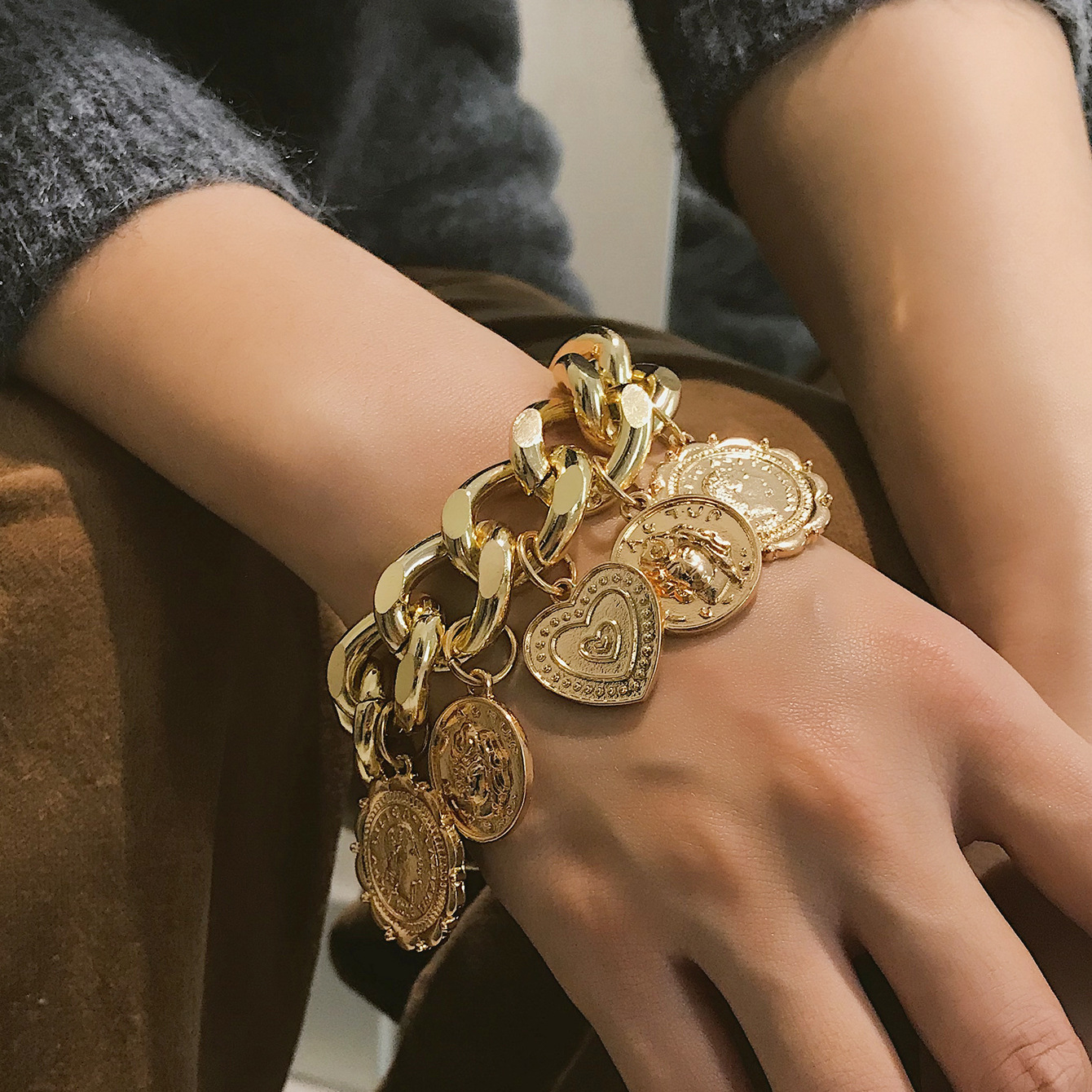 

Lovely Casual Coin Gold Bracelet