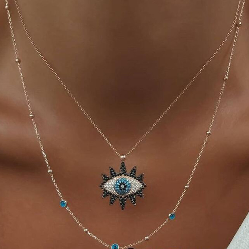 

Lovely Casual Eye Decoration Gold Necklace