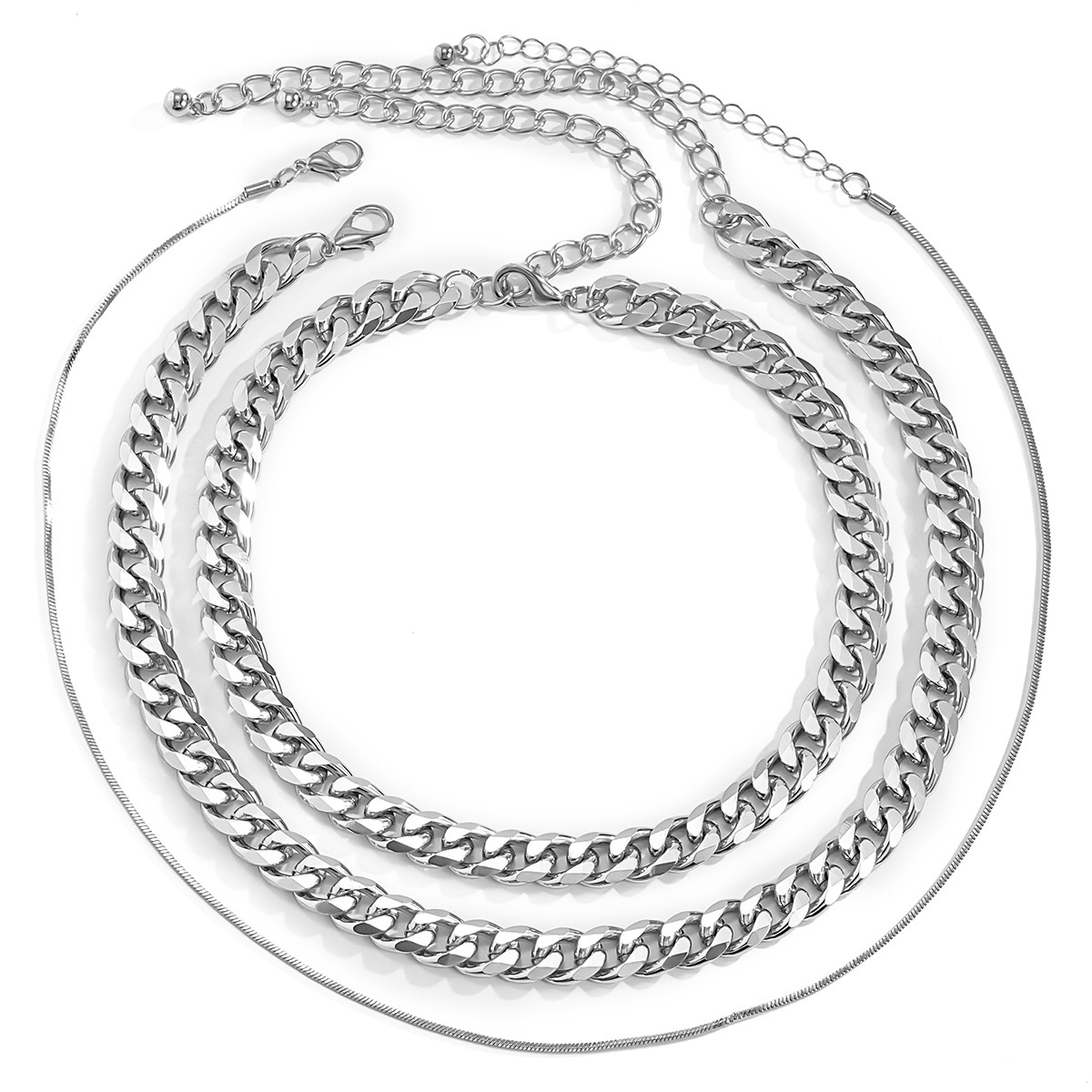 

Lovely Casual Chain Decoration Silver Multilayer Necklace