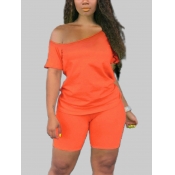 LW Plus Size Boat Neck Stretchy Shorts Set