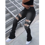Lovely Street Fold Bandage Hollow-out Design Black