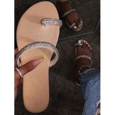 

LW Casual Toe Loop Apricot Slides