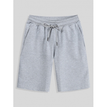 

LW Men Casual Mid Waist Drawstring Light Grey Shorts