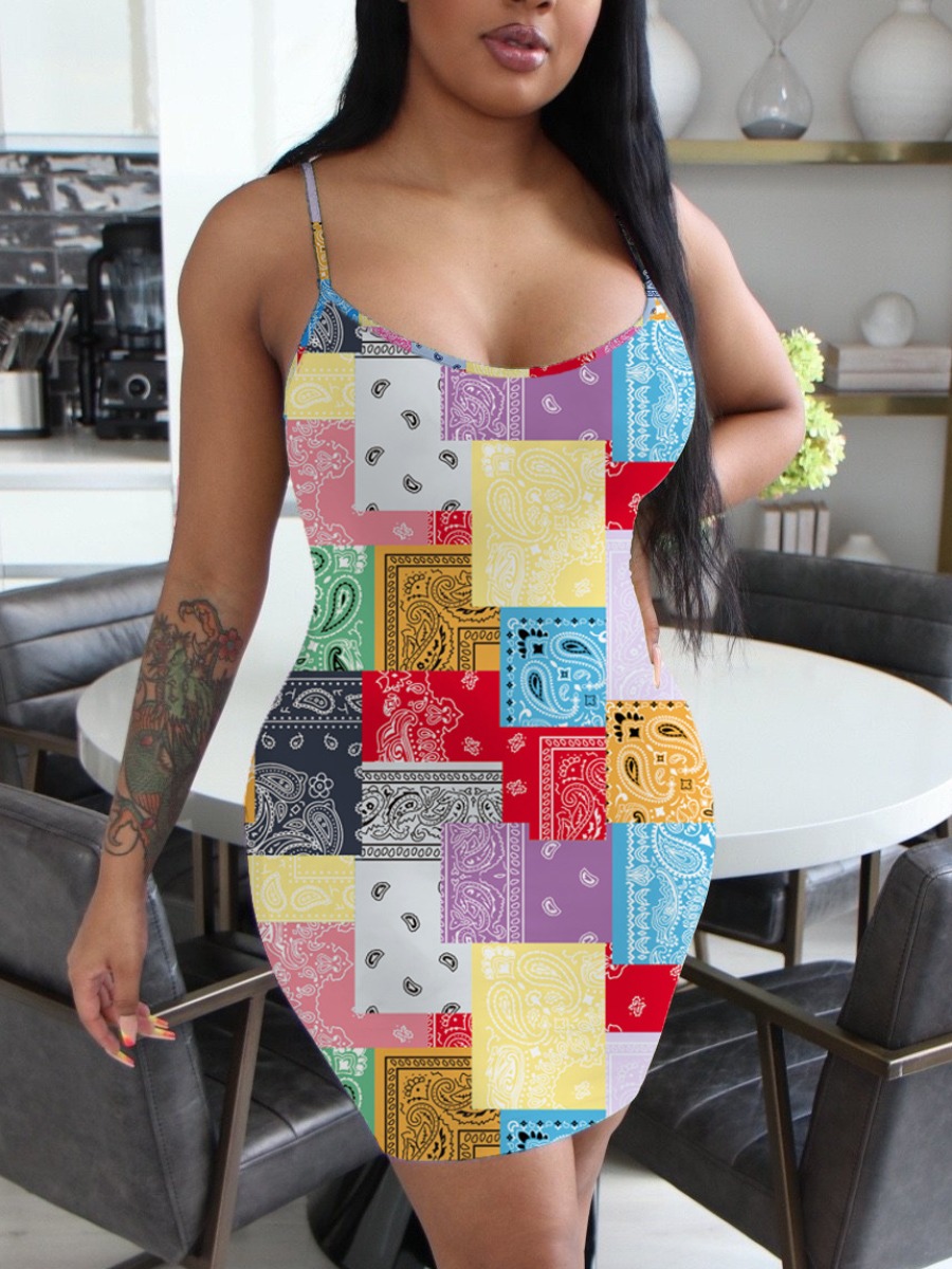

Lovely Street Cashew Print Patchwork Multicolor Mini Dress, Yellow