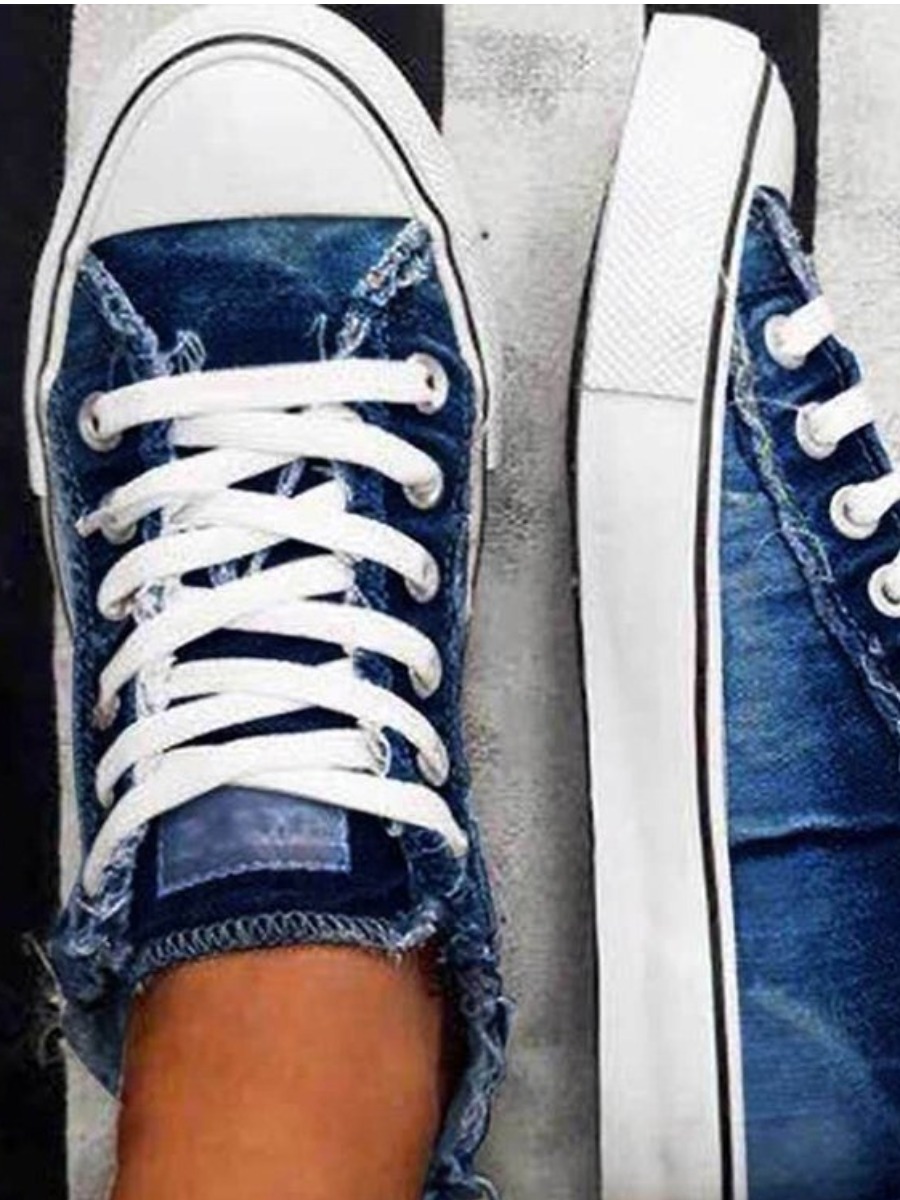 

Lovely Casual Lace-up Blue Flats