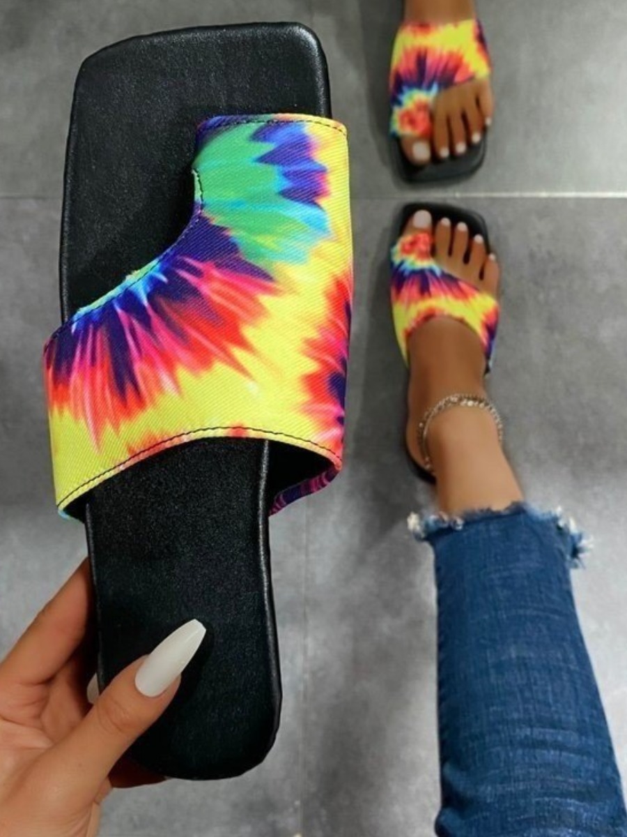 

LW Casual Tie-dye Multicolor Slippers, Multi