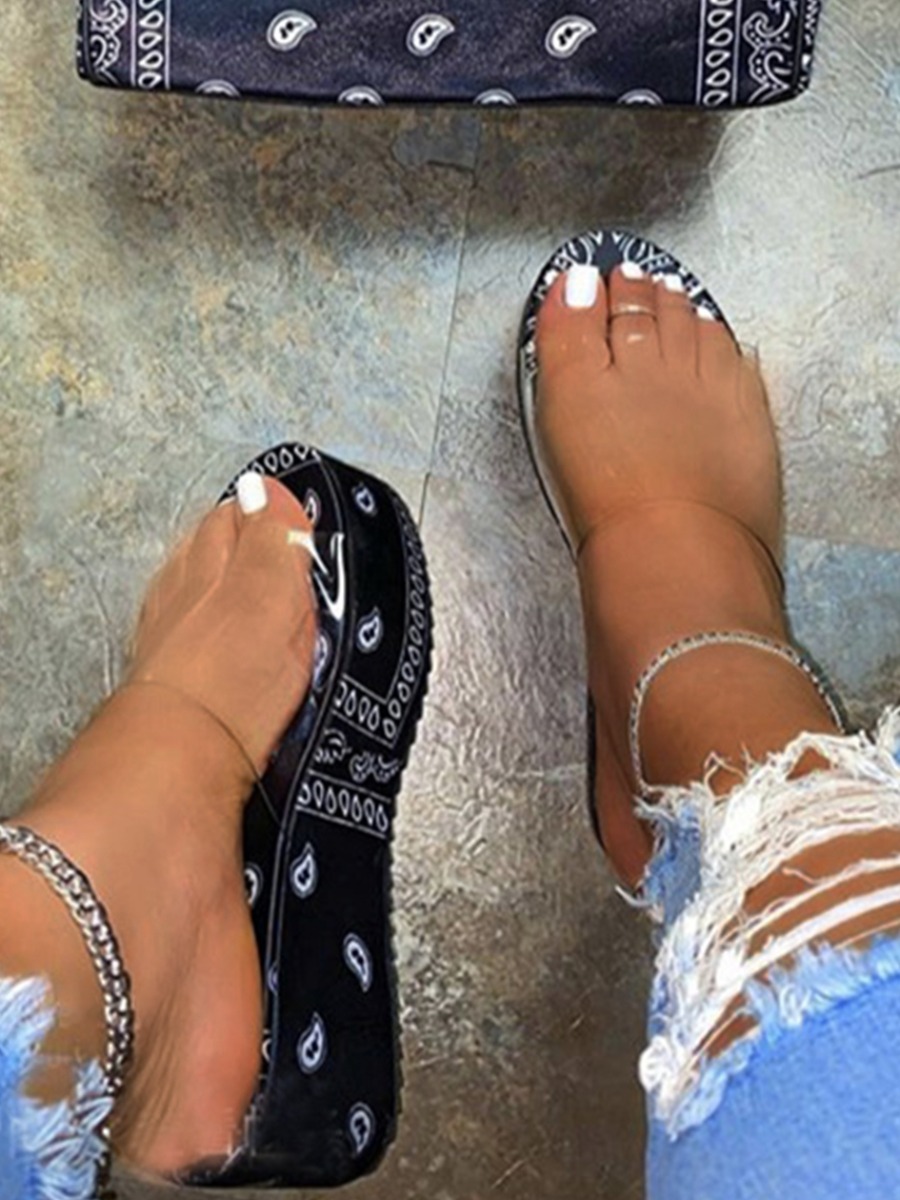 

LW Cashew Print Platform Shoes, Black