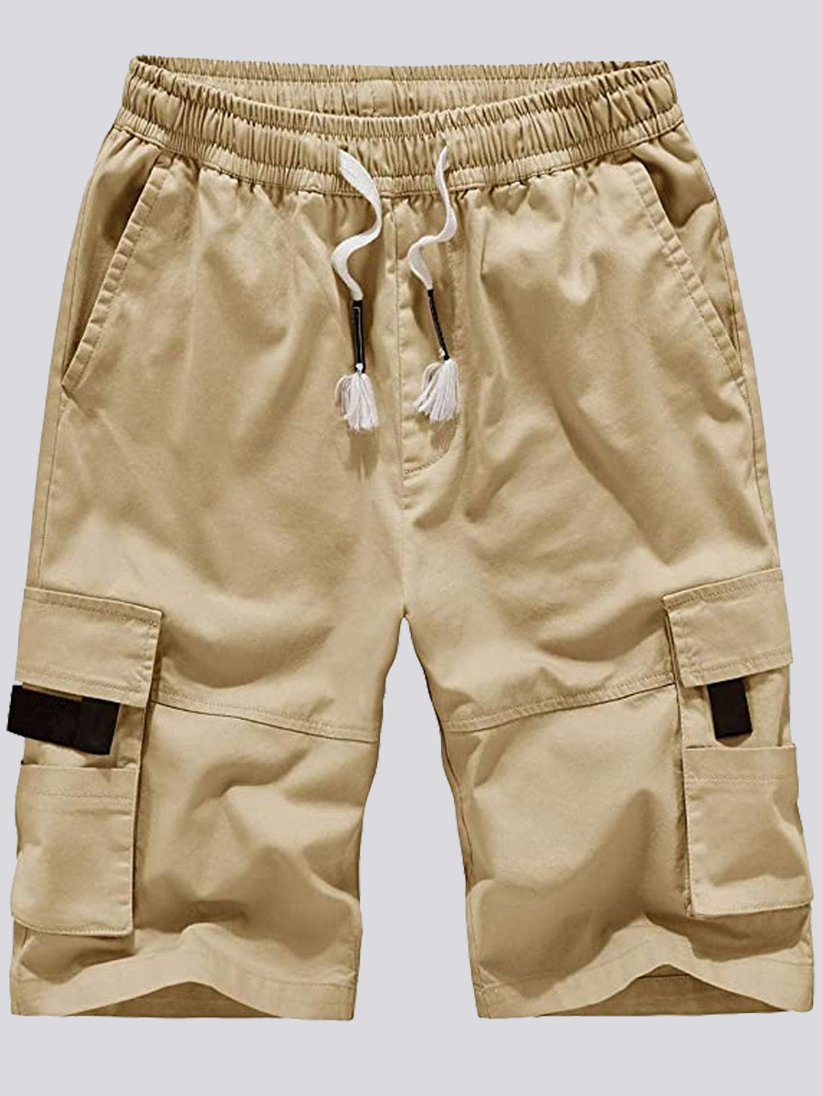 

Lovely Men Street Drawstring Side Pocket Khaki Shorts