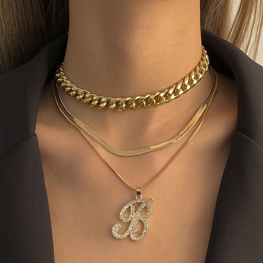 

LW Street Letter Decoration Gold Multilayer Necklace
