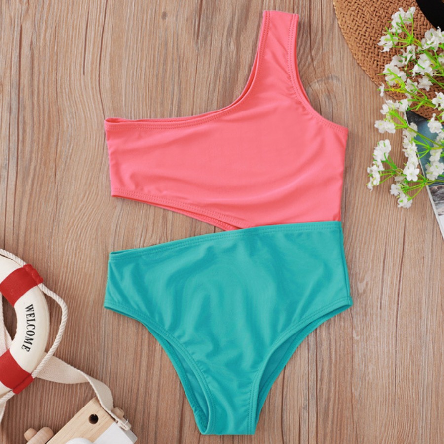 

Lovely Girl Boho One Shoulder Hollow-out Pink One-piece Swimsuit