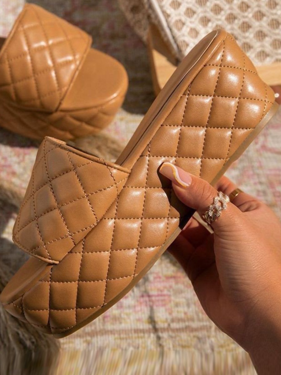 

LW Casual Quilted Slide Coffee Platform Shoes