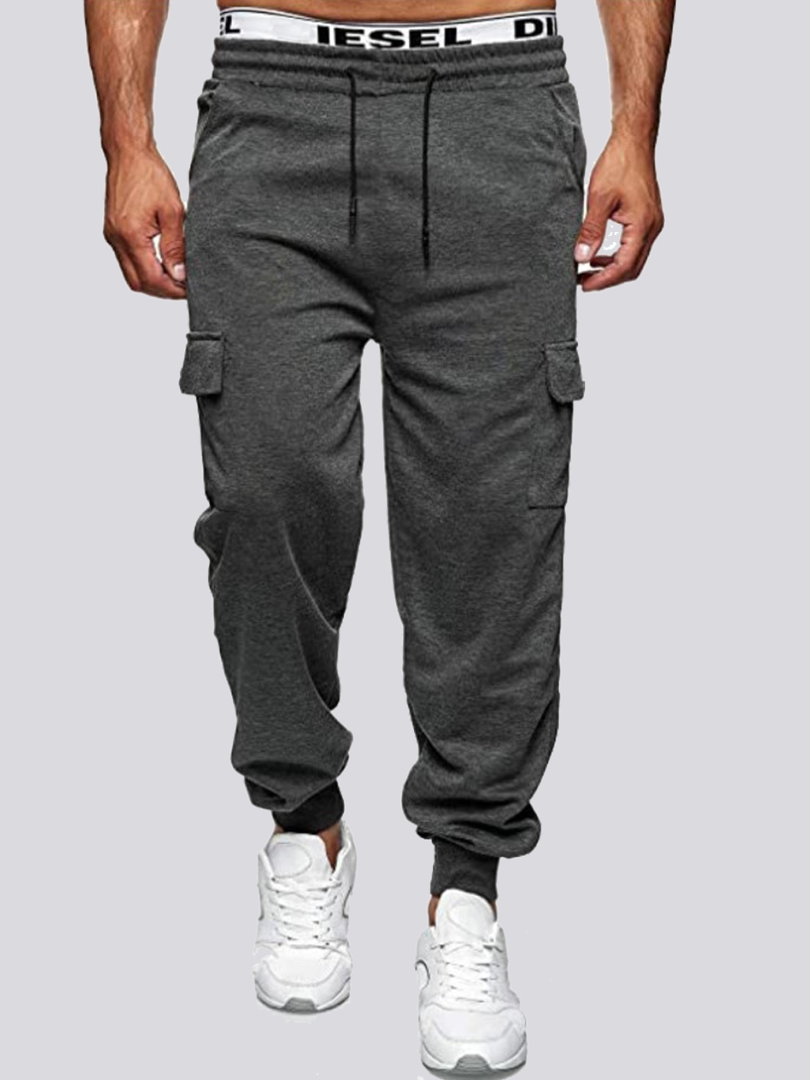 

Lovely Men Sporty Side Pocket Drawstring Grey Pants