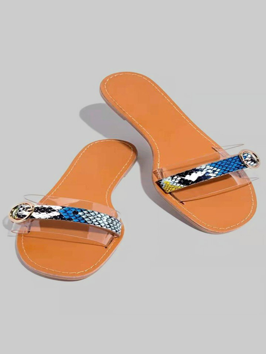 

Lovely Casual See-through Cobra Print Slippers