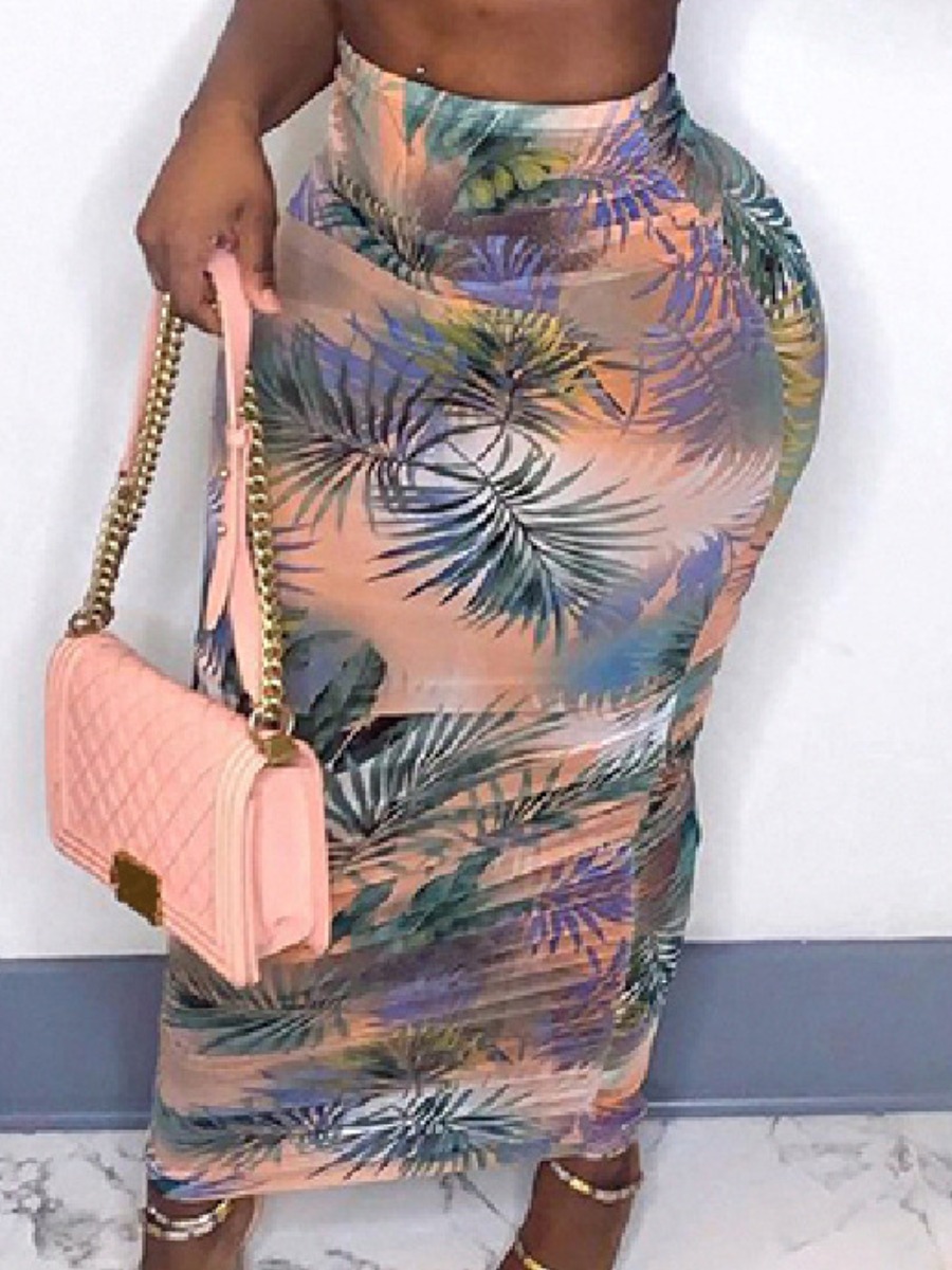 

Lovely Boho High-waisted Floral Print Multicolor Ankle Length Skirt, Multi