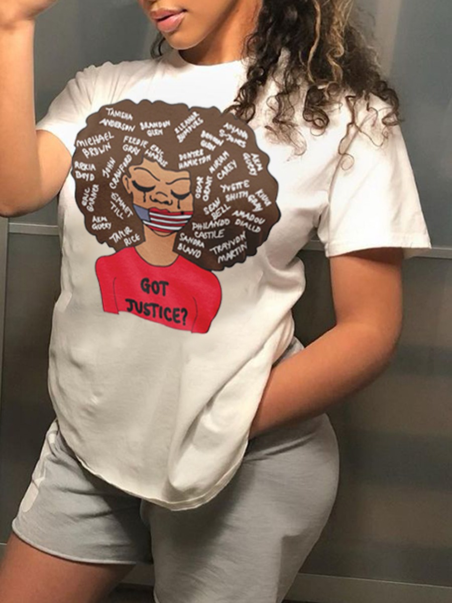 

Lovely Street Graffiti Letter Print White T-shirt