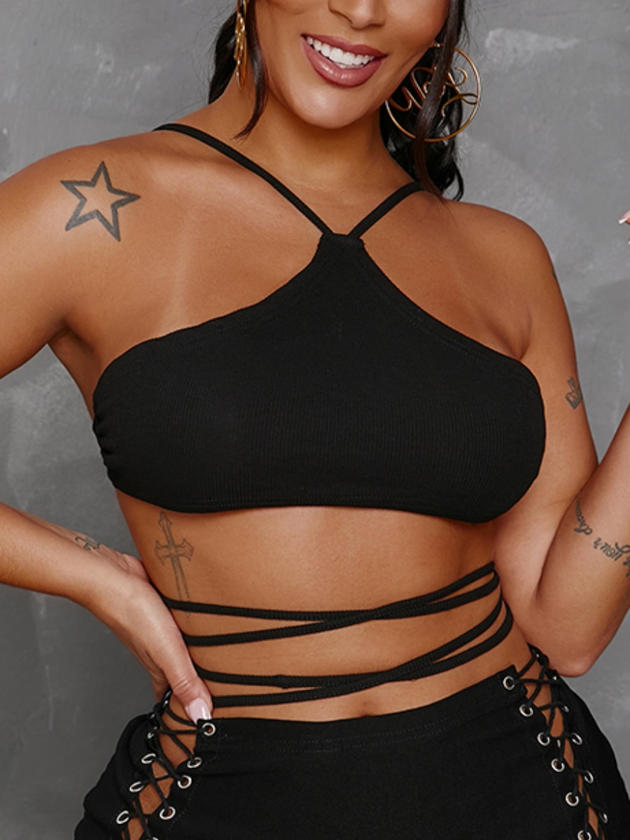 

Lovely Sexy Backless Bandage Design Black Camisole