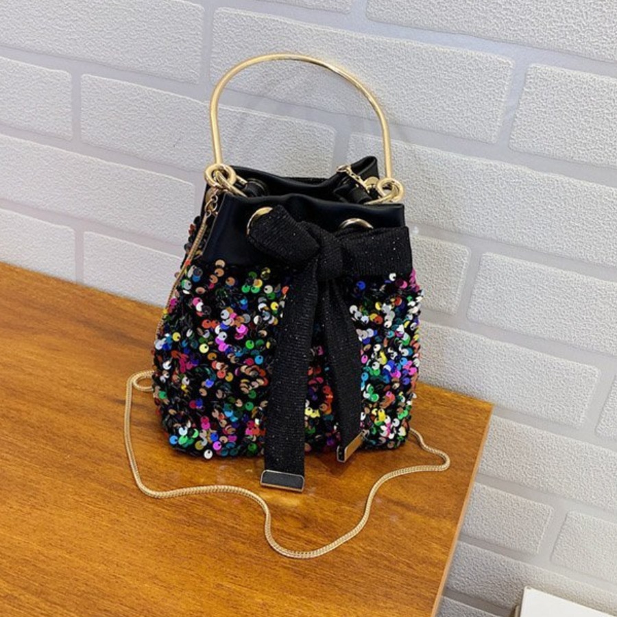 

Lovely Street Sequined Bandage Design Black Tote Bag