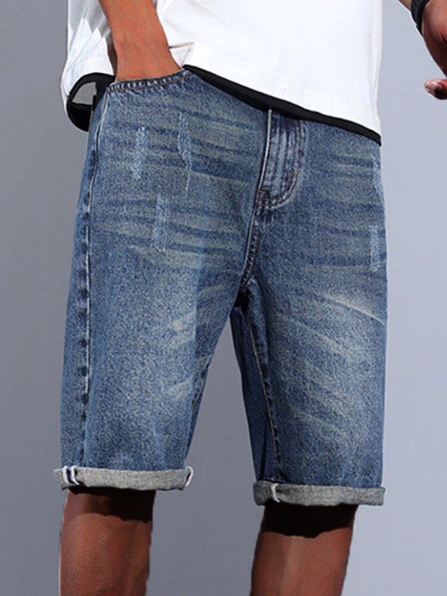 

Lovely Men Casual Mid Waist Elastic Blue Jeans