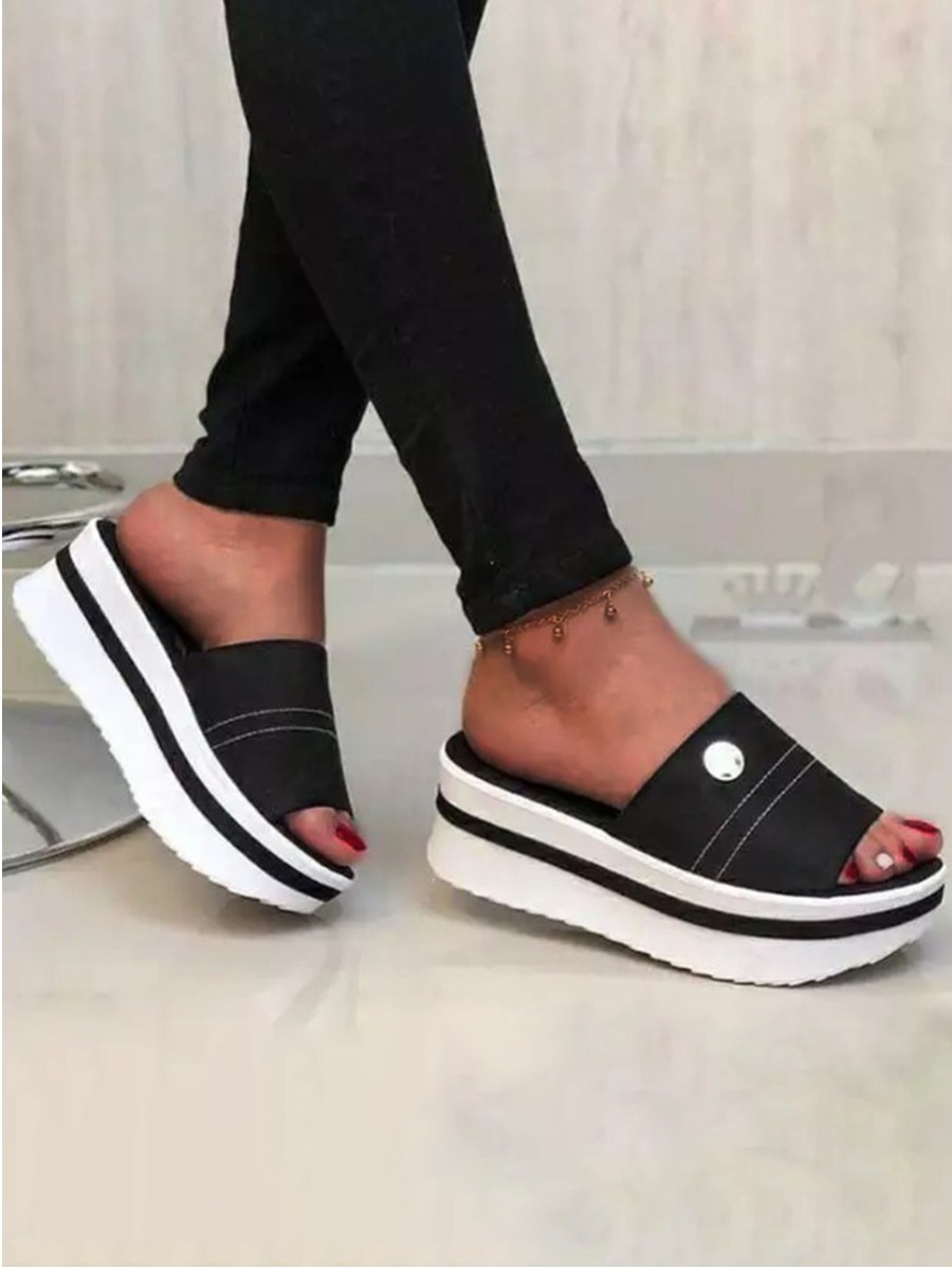 

Lovely Casual Striped Black Platform Shoes