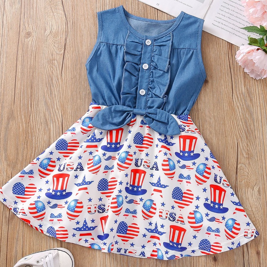 

Lovely Girl Casual Letter Print Bow-tie White Knee Length Dress