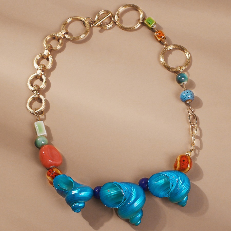 

Lovely Street Shell Decoration Gold Necklace