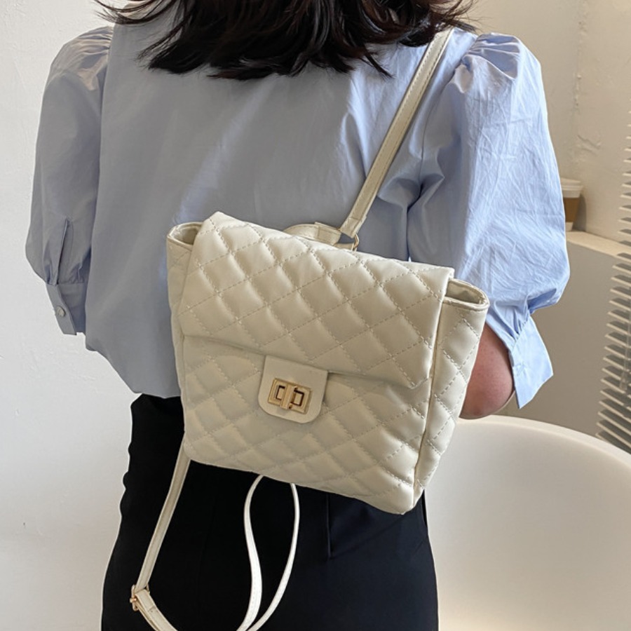 

LW Casual Quilted Slide White Backpack