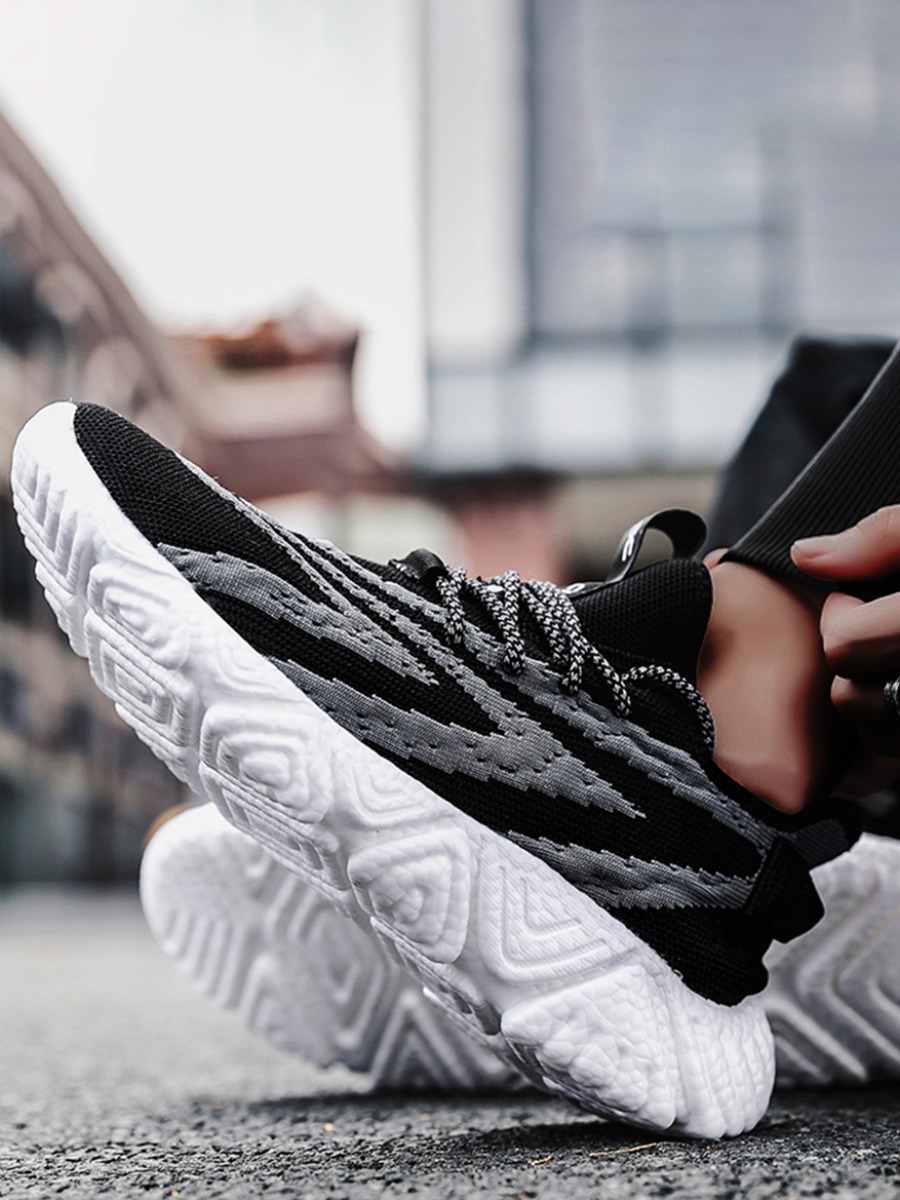 

Lovely Men Sporty Patchwork Black Sneakers