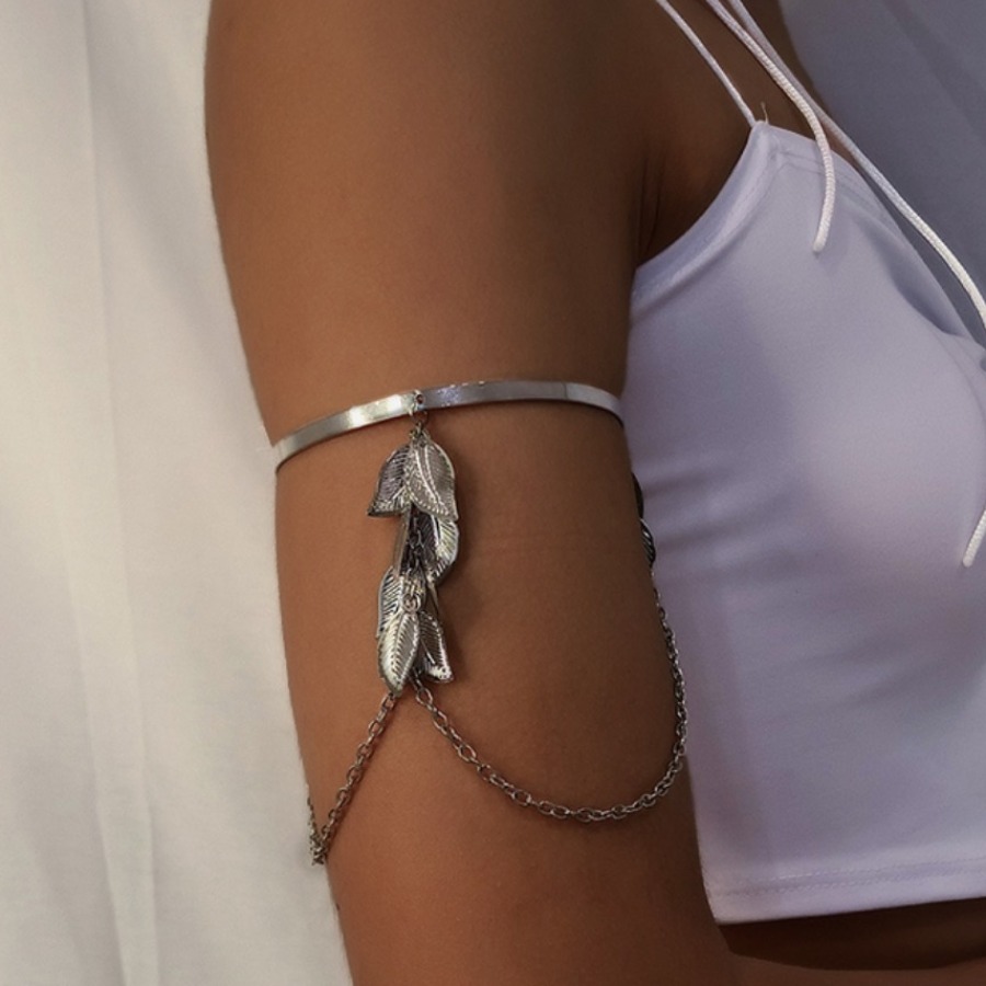 

Lovely Casual Floral Decoration Silver Body Chain
