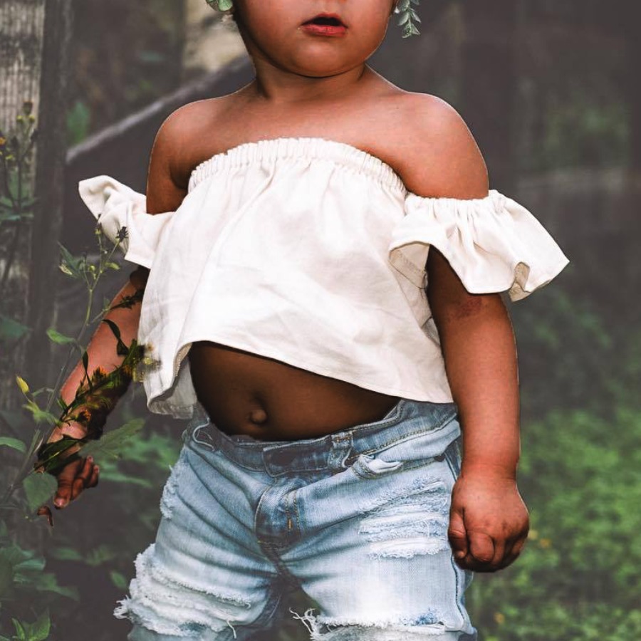 

Lovely Girl Casual Off The Shoulder Flounce Design White Two Piece Pants Set