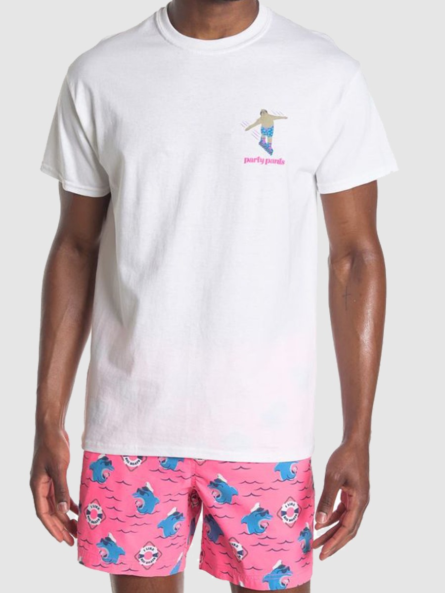 

Lovely Men Casual Fish Letter Print White Two Piece Shorts Set