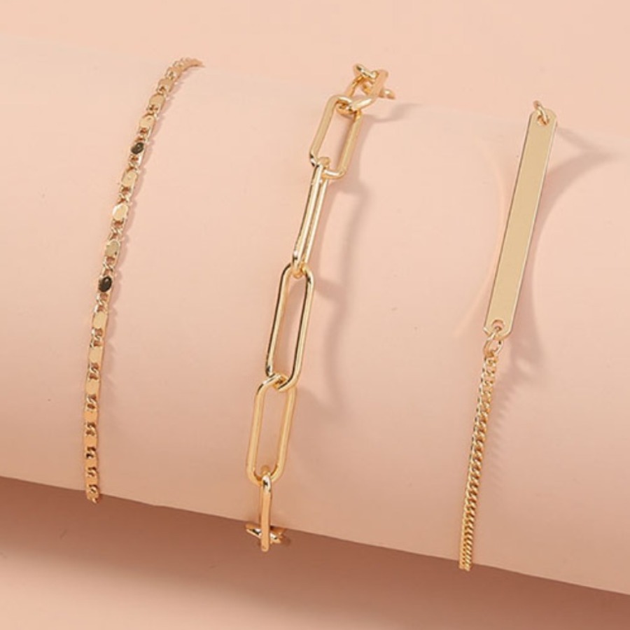 

Lovely Casual Chain Gold 3-piece Bracelet