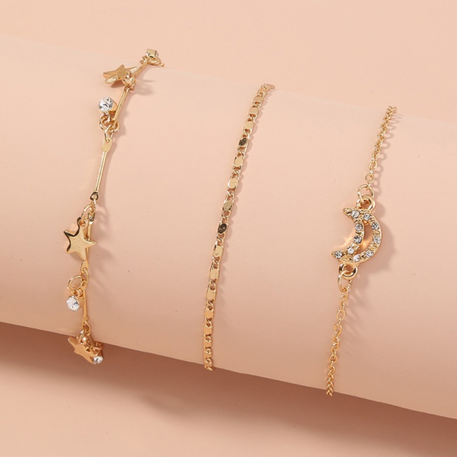 

Lovely Street Star Moon Gold 3-piece Bracelet