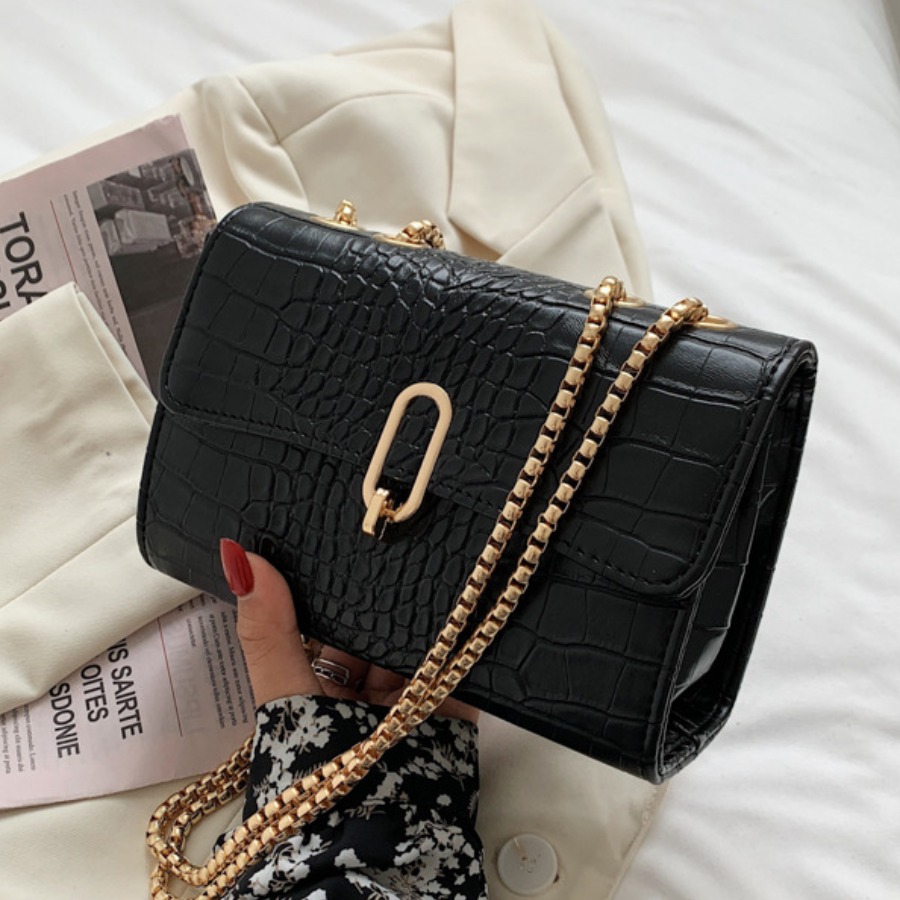 

LW Casual Chain Strap Black Crossbody Bag