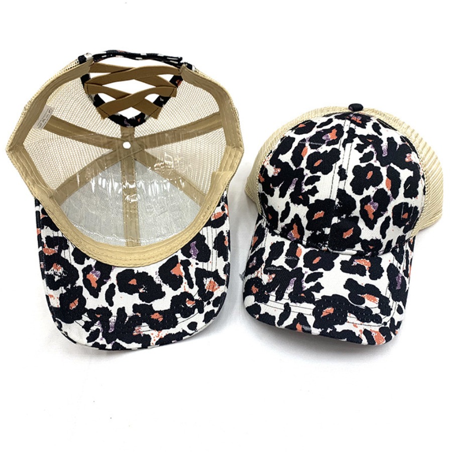 

LW Street Animal Print Hollow-out Apricot Hat
