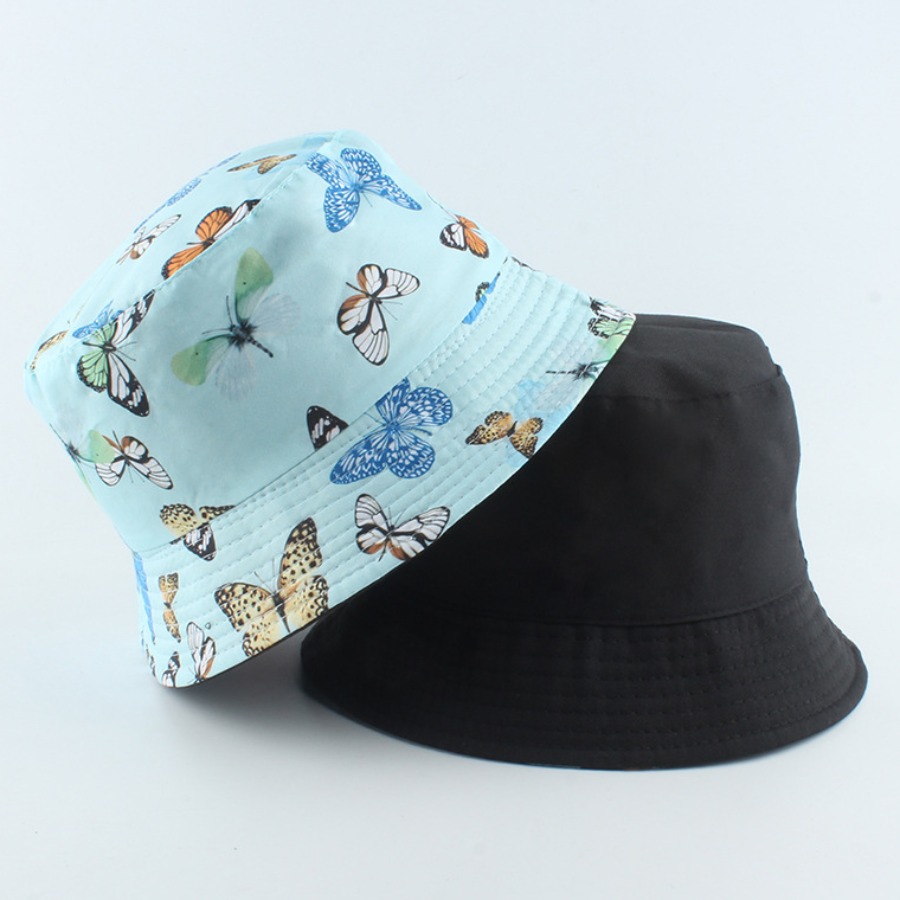 

LW COTTON Casual Butterfly Print Blue Hat