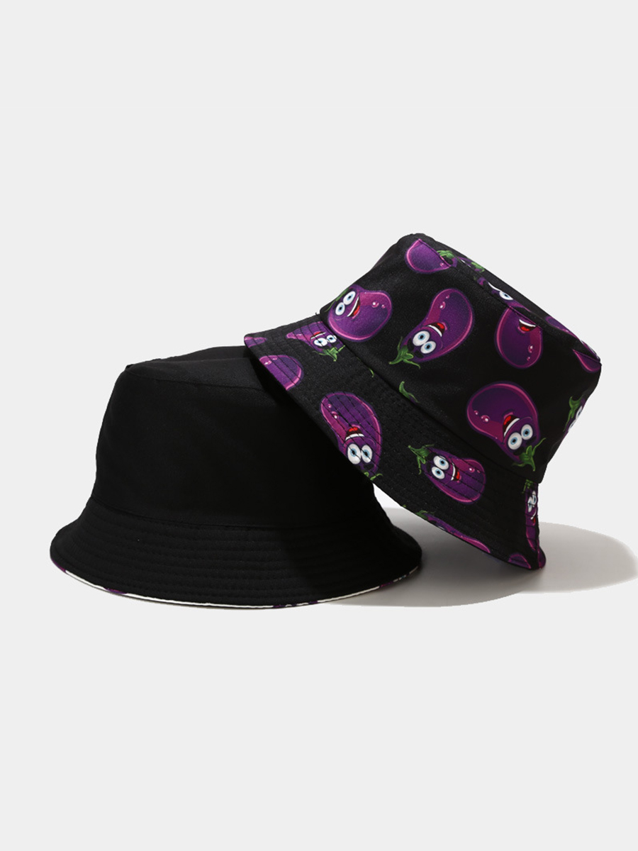 

Lovely Casual Fruit Print Black Hat
