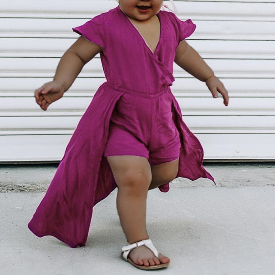 

Lovely Girl Casual V Neck Hunging Purple Knee Length Dress