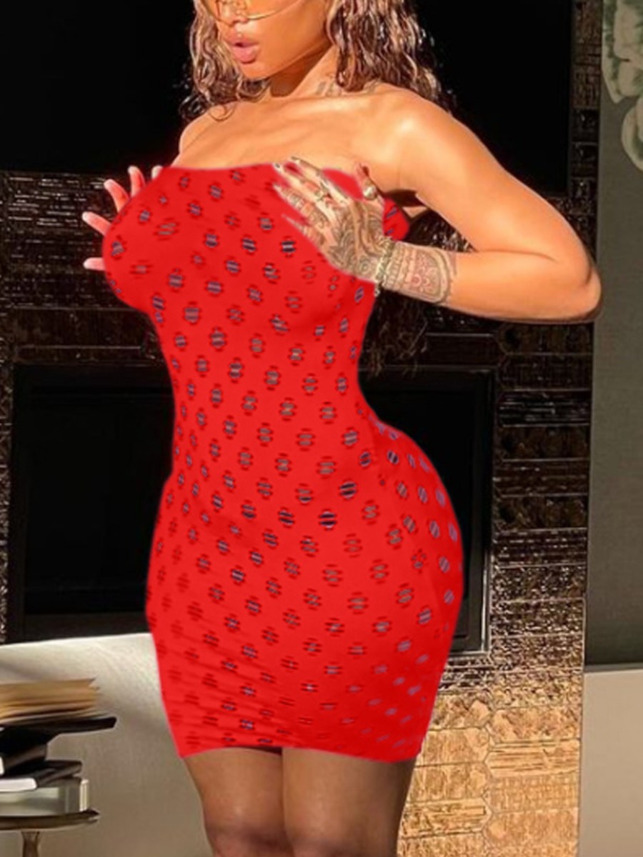 

Lovely Street Off The Shoulder Hollow-out Red Mini Dress