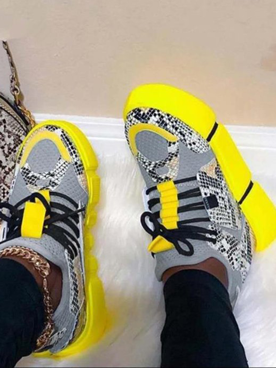 Lovely Sporty Animal Print Yellow Sneakers