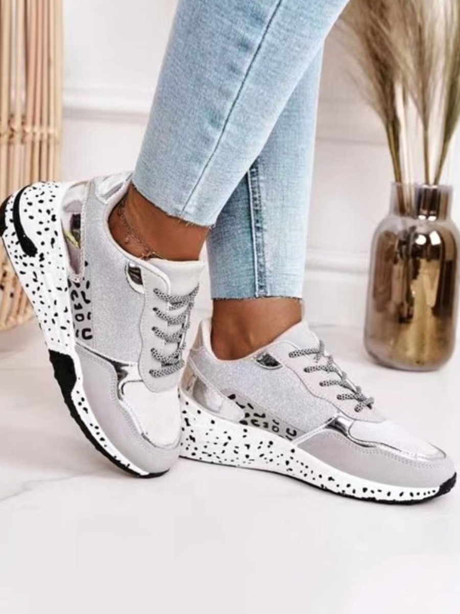 

Lovely Sporty Animal Print Silver Sneakers