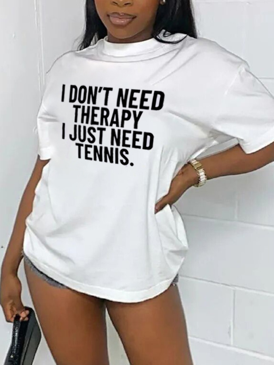 

Lovely Street O Neck Letter Print White T-shirt
